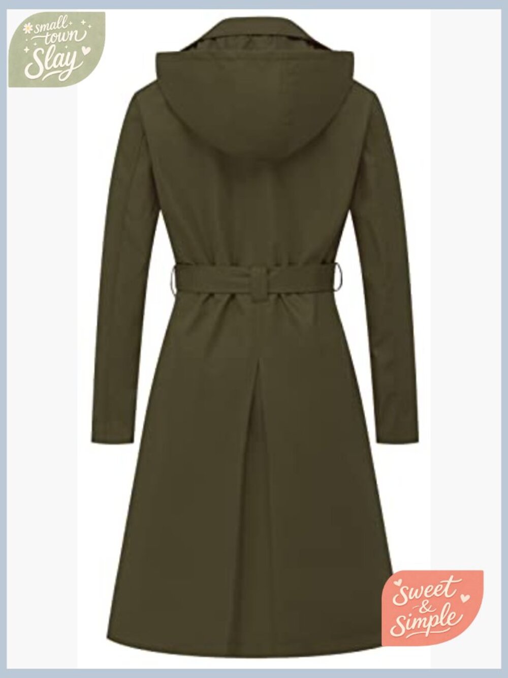 Women's Long Trench Coat Double-Breasted Classic Lapel Overcoat Belted Slim - Picture 2 of 6